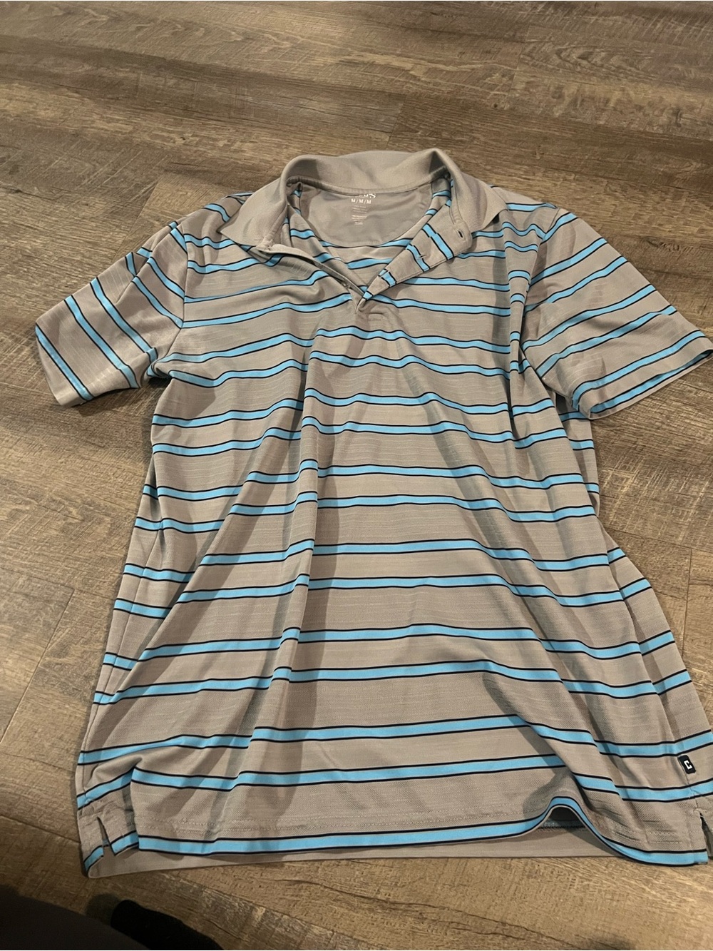Champs Men's Gray Polo with Light Blue Stripe Detail